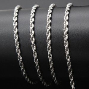Men's Silver Rope Chain Necklace
